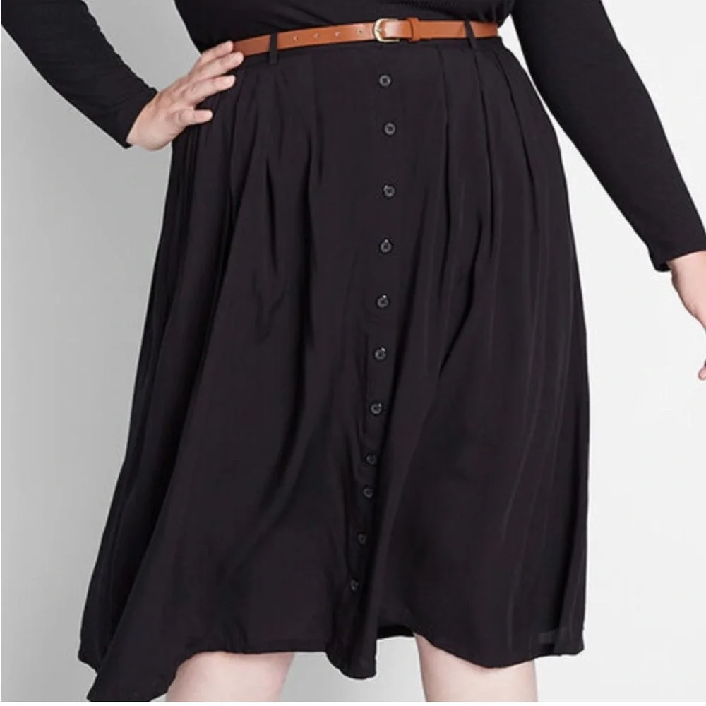 ♥️… ModCloth Black Belt Skirt S - Picture 2 of 2